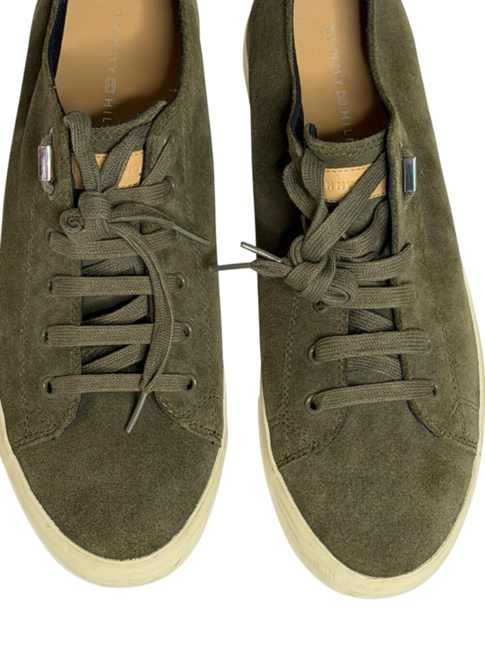 Tommy Hilfiger Suede Leather Sneakers Mens Shoes Trainers Green 11.5 - Picture 4 of 11